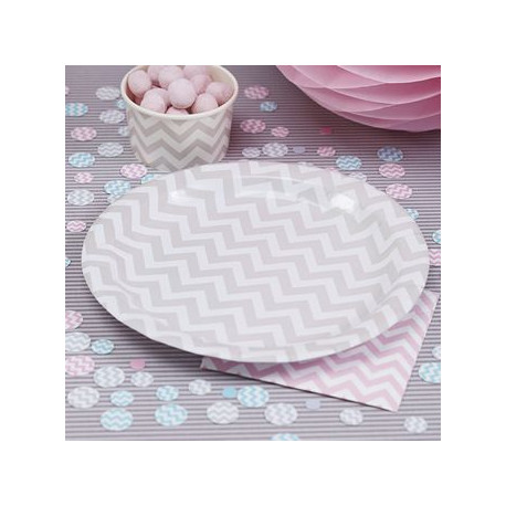 Les 8 assiettes en carton chevron gris Les 8 assiettes en carton chevron gris