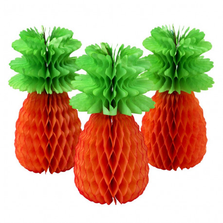 Les 3 ananas en papier alvéolé Les 3 ananas en papier alvéolé