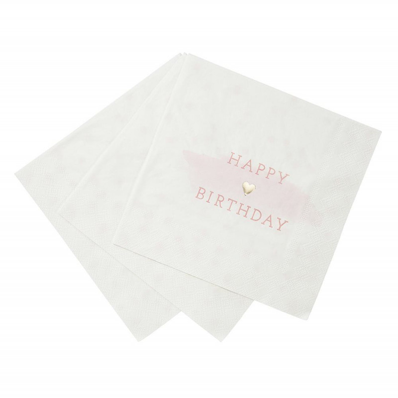 100 Serviettes Anniversaire Happy Birthday Noir Or - Avec Confettis | Décoration Table Fête