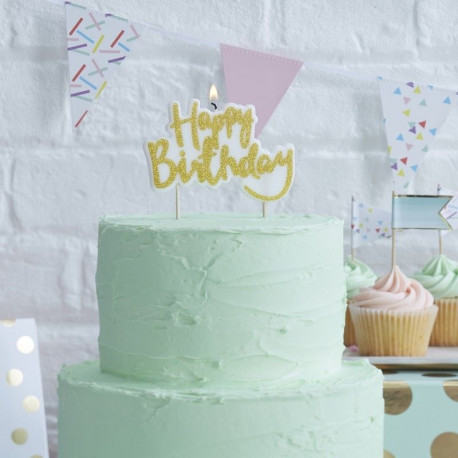La bougie happy birthday dorée La bougie happy birthday dorée