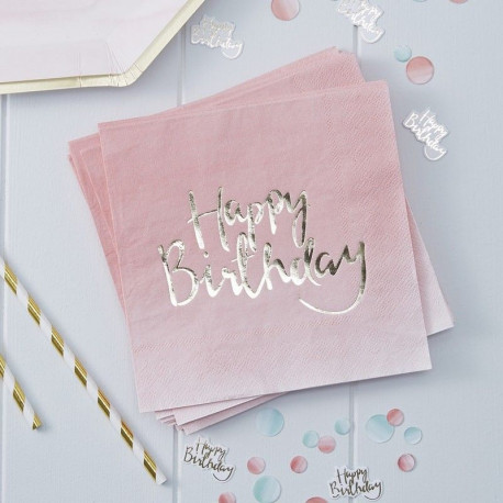 Les 20 serviettes rose ombré anniversaire Les 20 serviettes rose ombré anniversaire