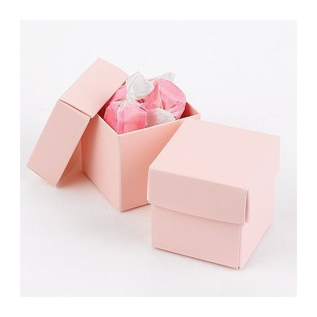 La boite à dragées cube rose (par 25) La boite à dragées cube rose (par 25)