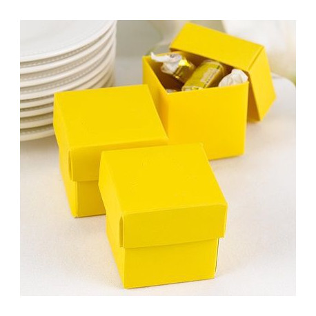 La boite à dragées cube jaune (par 25) La boite à dragées cube jaune (par 25)