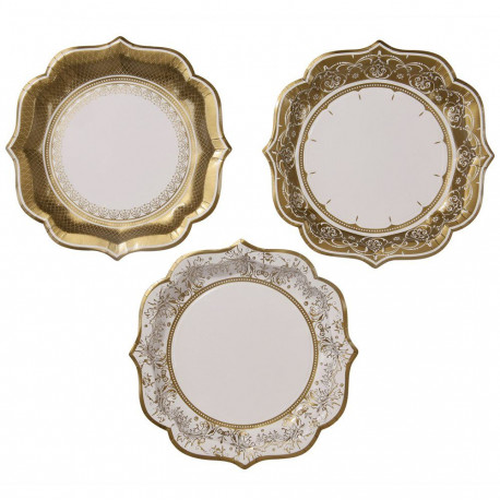 Les 12 assiettes dorées imitation porcelaine Les 12 assiettes dorées imitation porcelaine