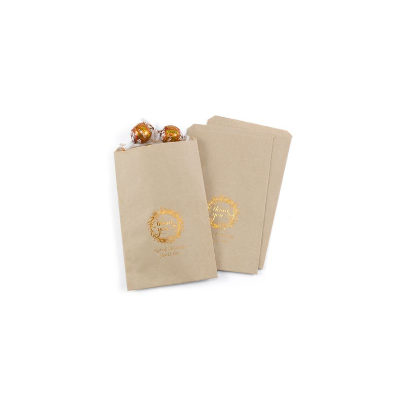 Sachet bonbons personnalisé mariage en papier kraft champetre