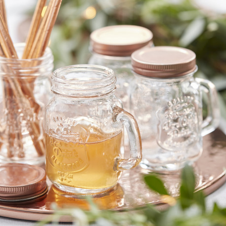 La mason jar avec poignée et couvercle cuivre La mason jar avec poignée et couvercle cuivre