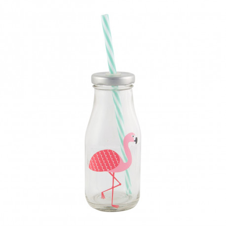 La bouteille miniature en verre flamant rose La bouteille miniature en verre flamant rose
