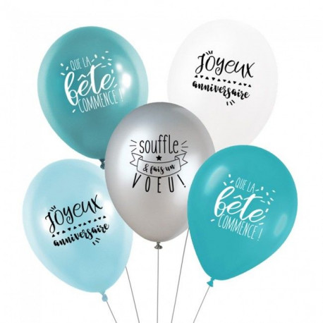 Les ballons anniversaire bleu iceberg (x5) Les ballons anniversaire bleu iceberg (x5)