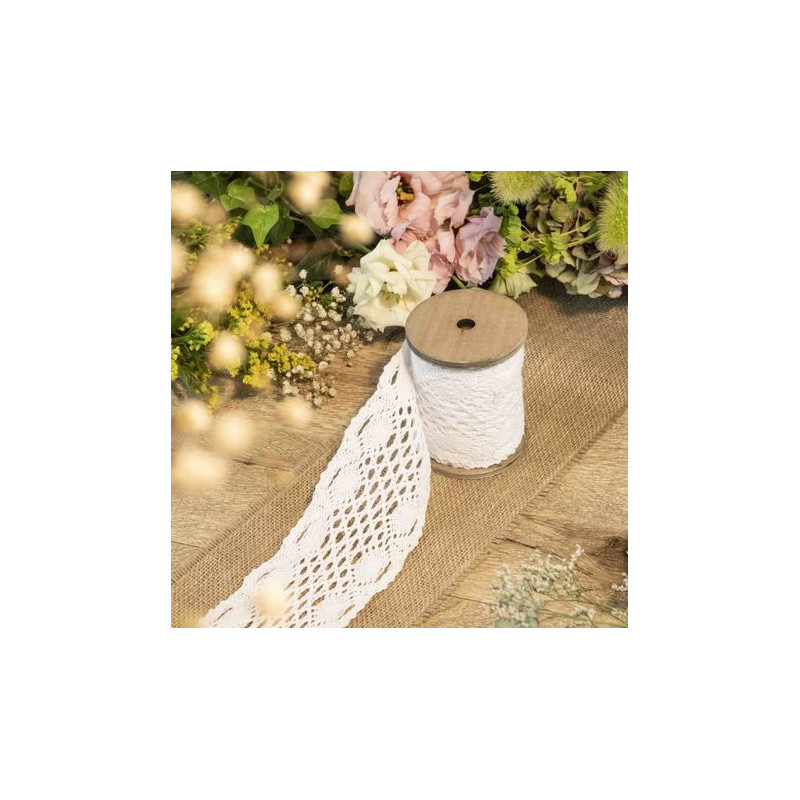 Decoration Mariage Vintage Ruban Dentelle Blanc Vintage KAYEF - 2 Rouleaux De 23m X 3cm - Décoration Mariage, Table, Cadeaux - Facile à Couper Scrapbooking Déco Table