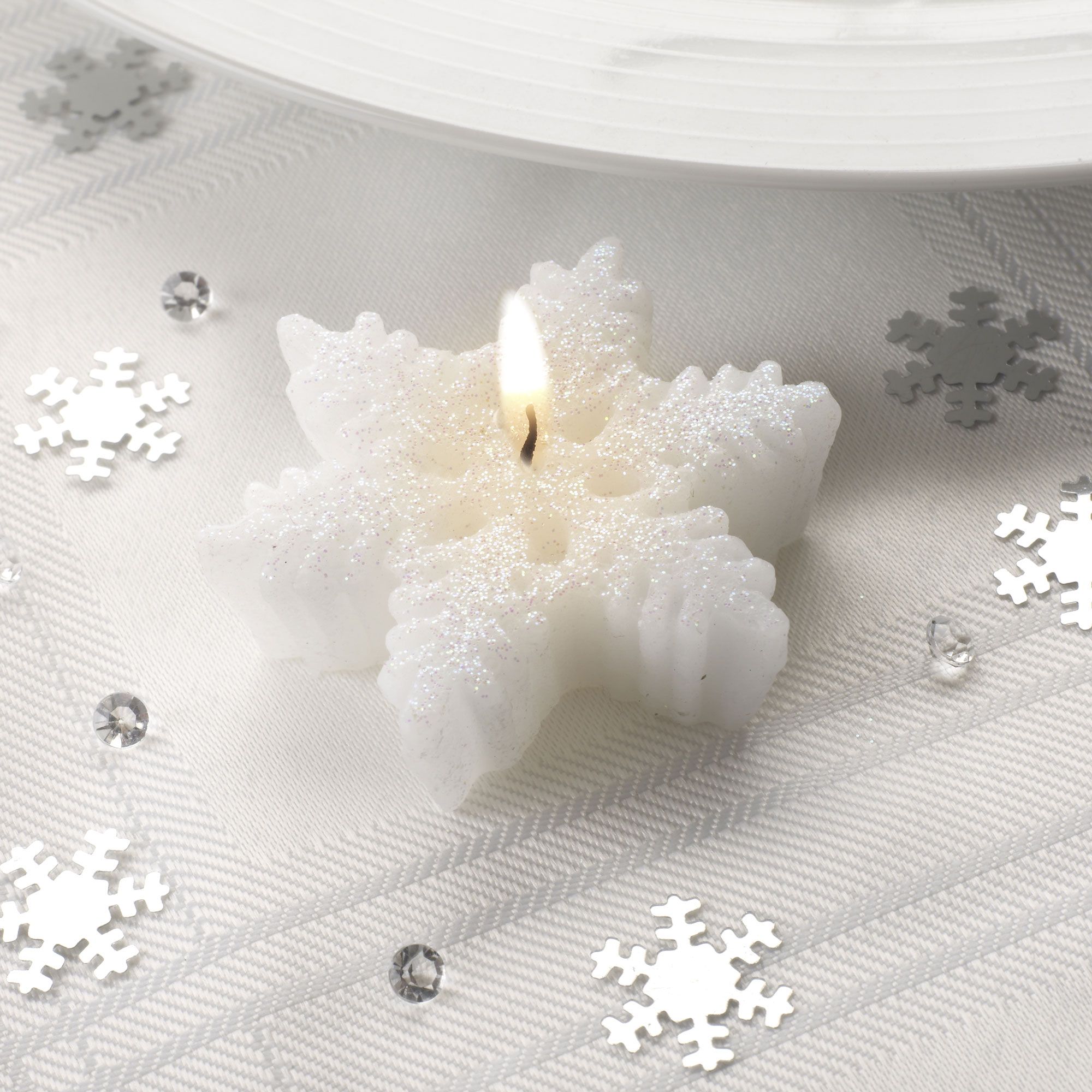Photophore en verre avec flocon de neige musique 15 cm