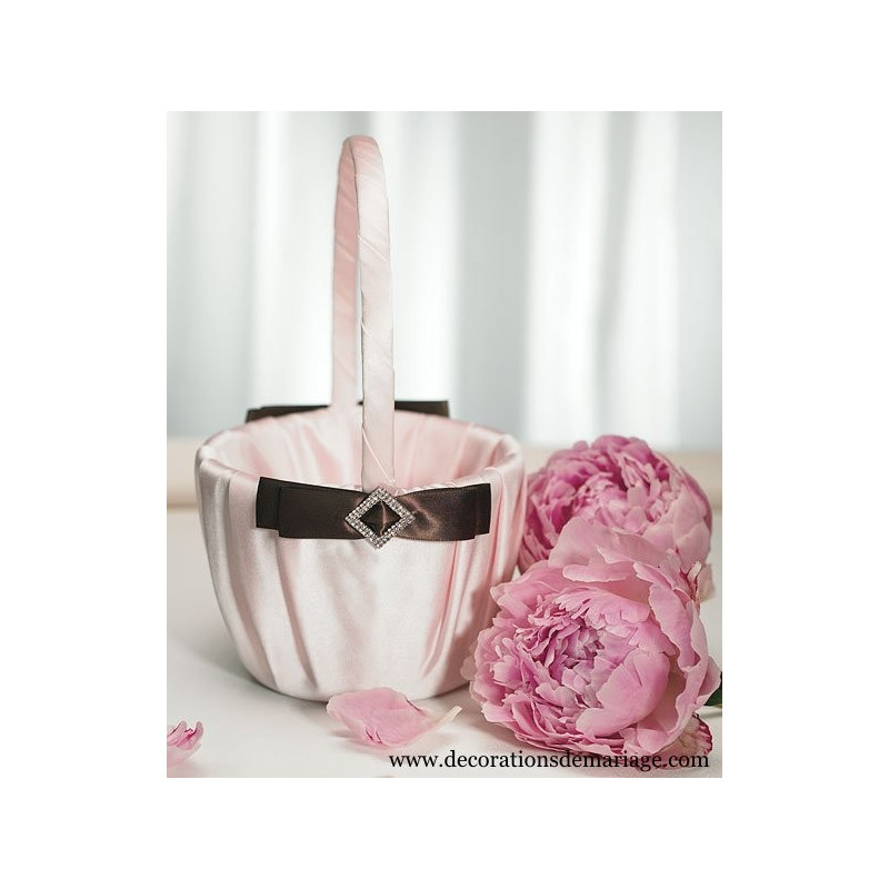 Panier petale mariage rose et marron