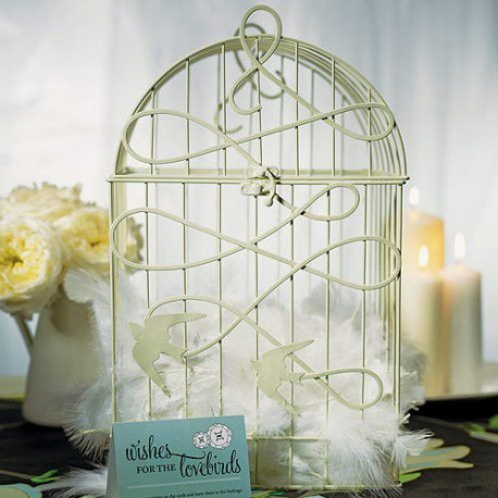 Urne Mariage Cage A Oiseaux Ivoire Ou Blanc