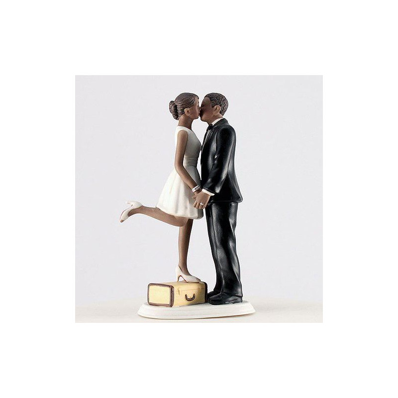 Figurine gateau mariage voyage noir