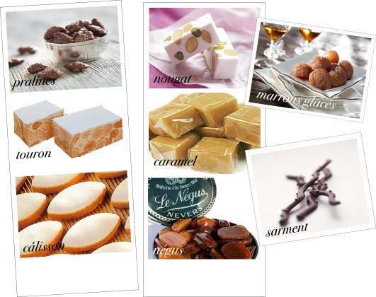 cadeaux invites_mariage_calisson_caramel_sarment_marrons_glaces touron pralines nougat