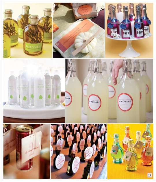 cadeaux invites mariage huile d'olive_pop corn_sirop eau minerale champagne limonade