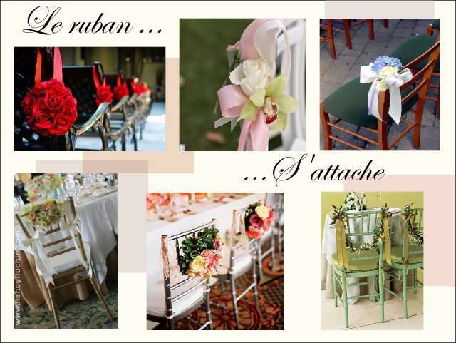 decoration chaise mariage ruban noeud fleur