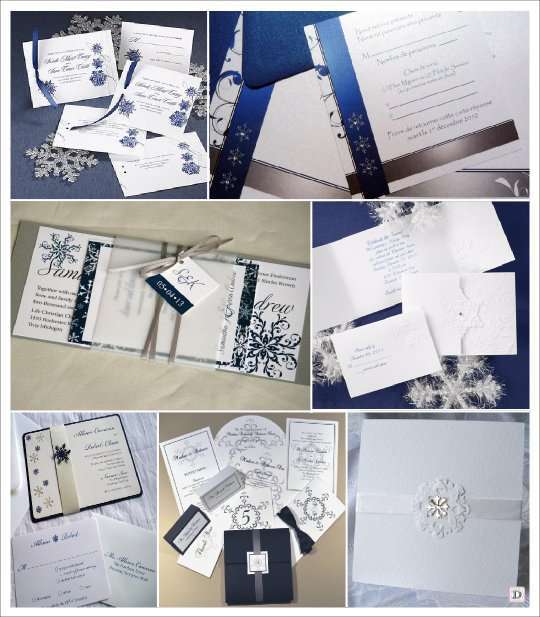 mariage hiver faire part flocon