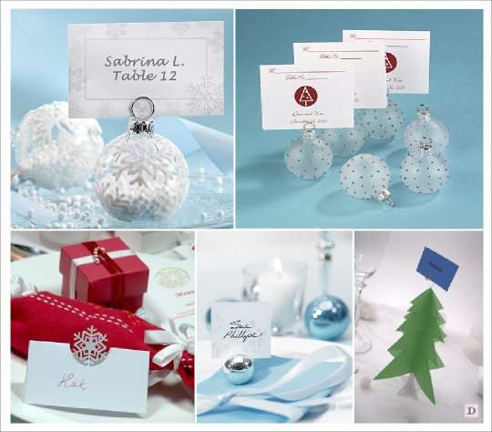 mariage hiver marque place sapin boule de noel
