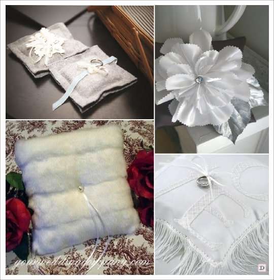 mariage hiver coussin alliances fourrure
