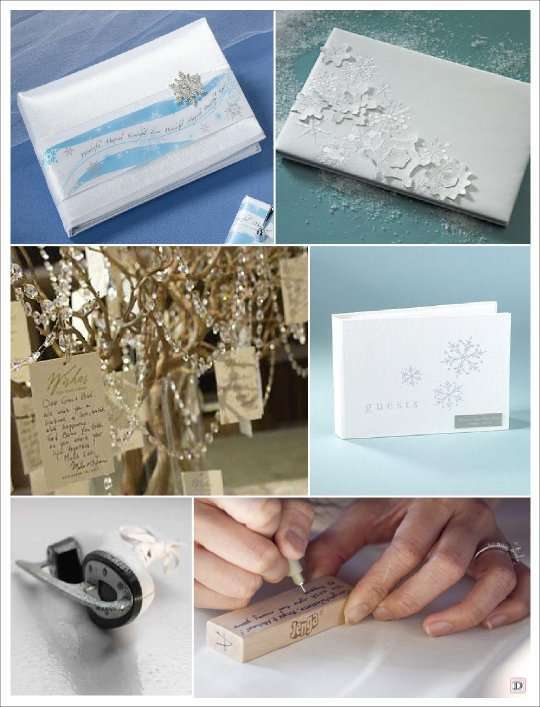 mariage hiver livre dor flocon patin glace arbre voeux