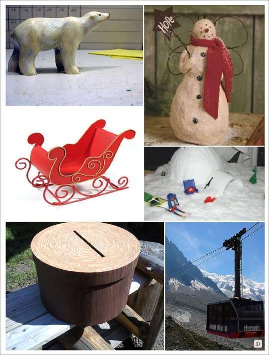 mariage hiver urne ours bonhomme neige papier mache igloo