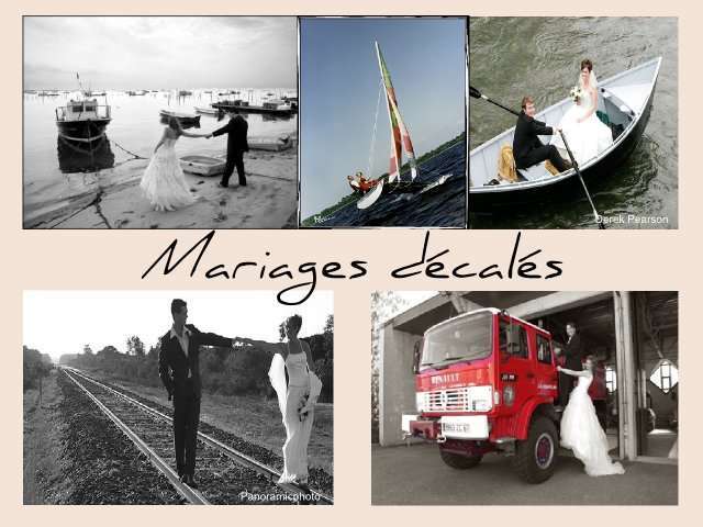 idées photo de mariage couple original pompier camion rail train beateau port mer barque marais voilier