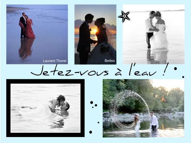 idées photo de mariage couple à la mer plage dans l'eau