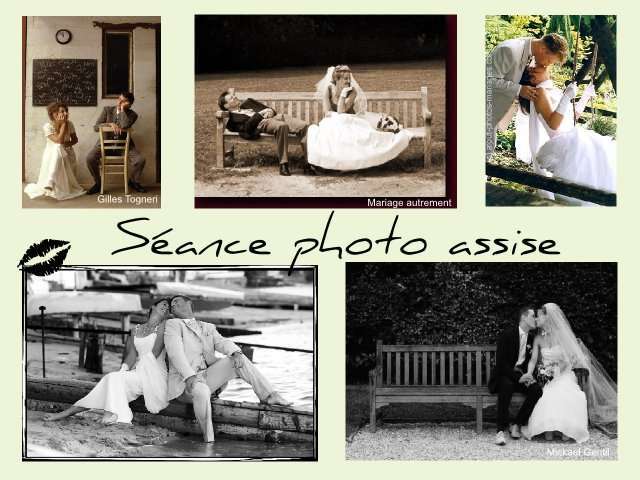 idées photo de mariage couple assise bancs chaise balançoire