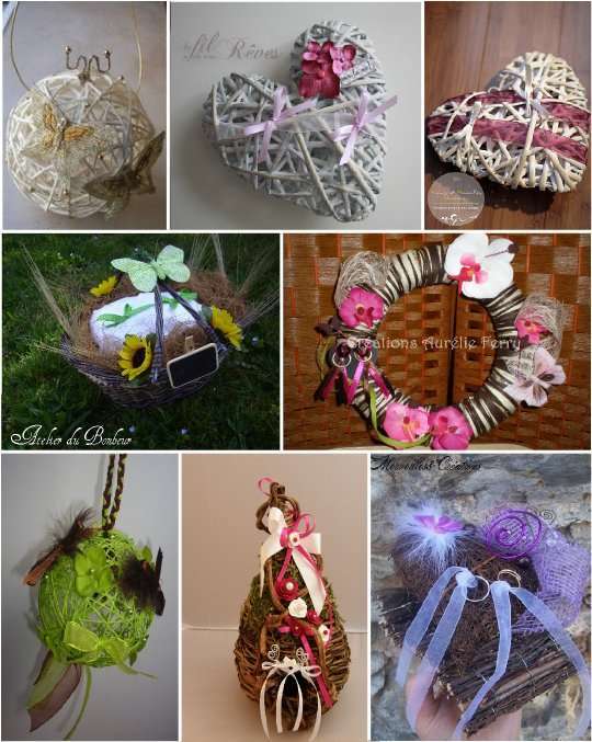 porte alliances couronne rotin boule coeur nid