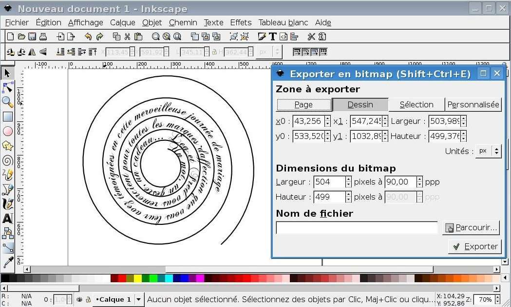 mettre un texte en spirale sous inkscape tutoriel mode d'emploi explication fiche technique