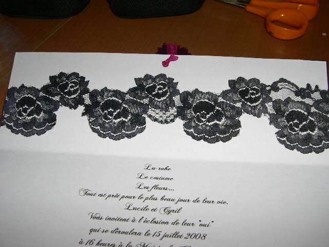  réalisation faire part mariage thème baroque romantique  tutoriel fiche technique dentelle 