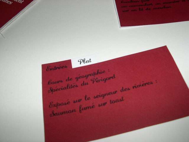 creation realisation modèle exemple menu mariage cartable thème école realisation modèle menu mariage cartable école mode d'emploi feuille intercalaire