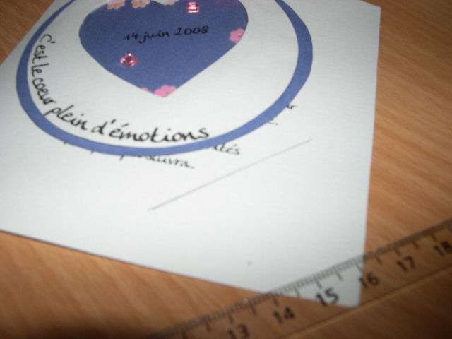  réalisation modèle exemple faire part invitation mariage thème surprise enfance loisirs créatifs bricolage faire soi même rond coeur shaker box scrapbooking bleu et fuchsia