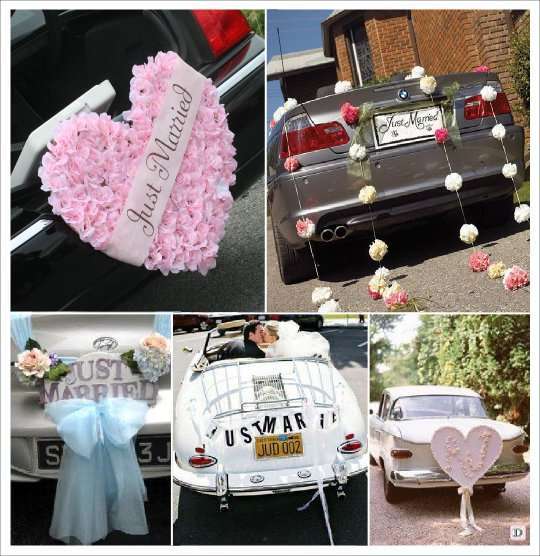 Décoration de voiture de mariage - decoration voiture mariage just