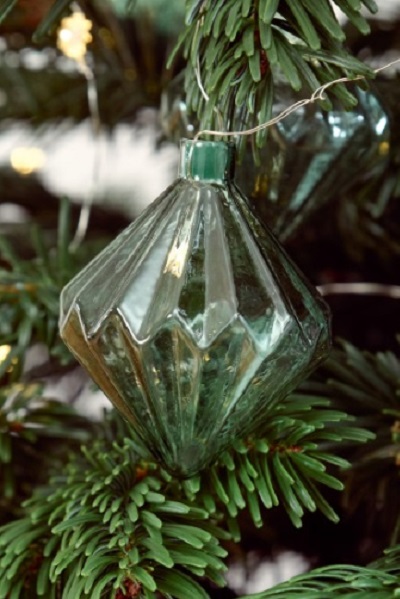 boule en verre strié decoration sapin