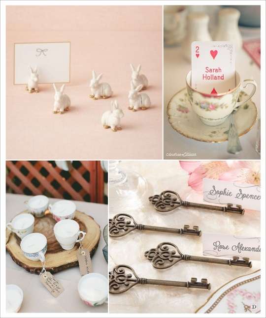 decoration mariage alice au pays des merveilles marque place tasse clé lapin blanc jeu de carte