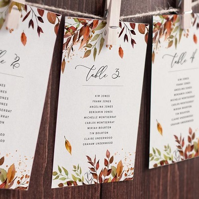 carte plan de table mariage automne