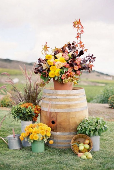 decoration mariage automne tonneau