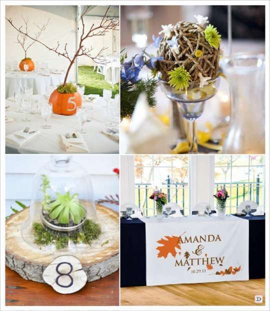 mariage automne decoration table boule corde c