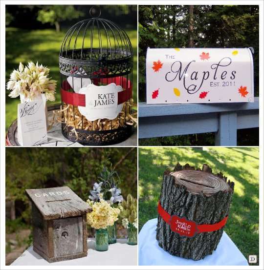 mariage automne urne cage oiseaux boite lettre tronc arbre nichoir