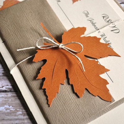 faire part mariage automne feuille