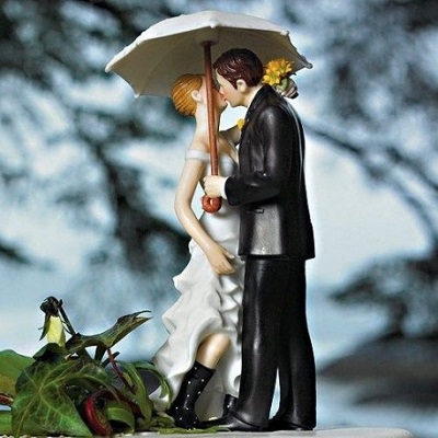 figurine mariage theme automne pluie