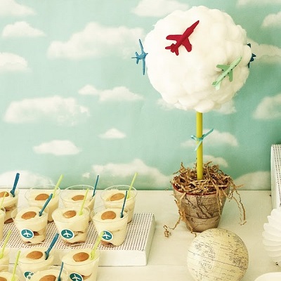 arbre en coton candy bar anniversaire avion