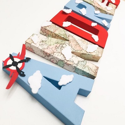 decoration aniversaire avion lettre papier mache