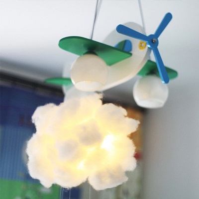 nuage en coton decoration plafond anniversaire aviateur