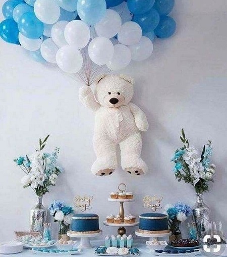 decoration baby shower ourson couleur bleue