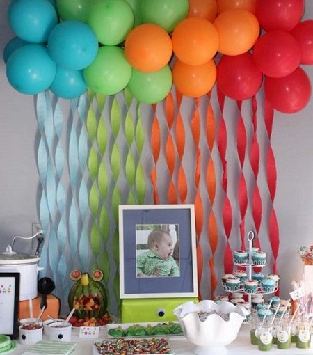 decoration baby shower arc en ciel