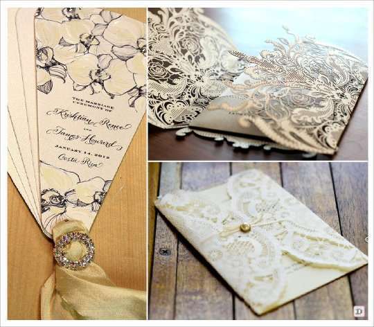 decoration mariage baroque faire part eventail dentelle papier pochette dentelle tissu