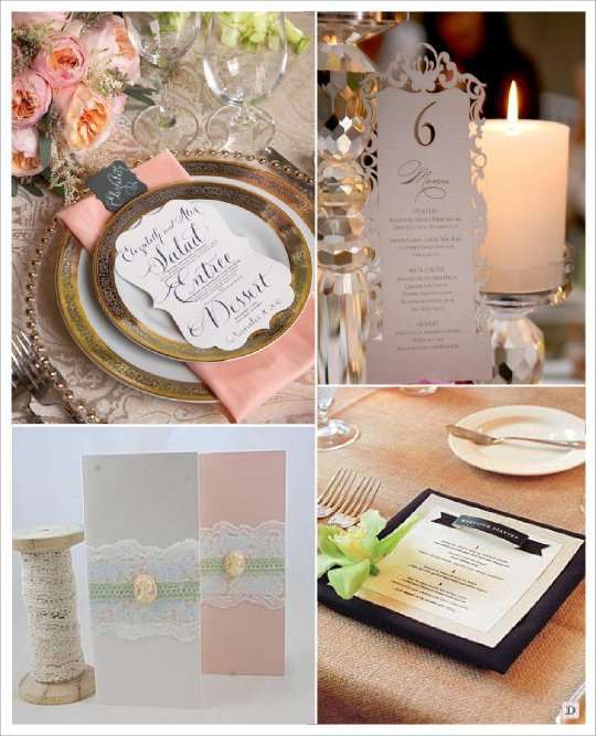 menu mariage baroque decoupe carte dentelle papier banderole en relief medaillon bijou