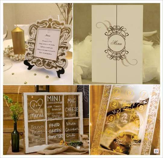 menu mariage baroque cadre chevalet fenetre miroir